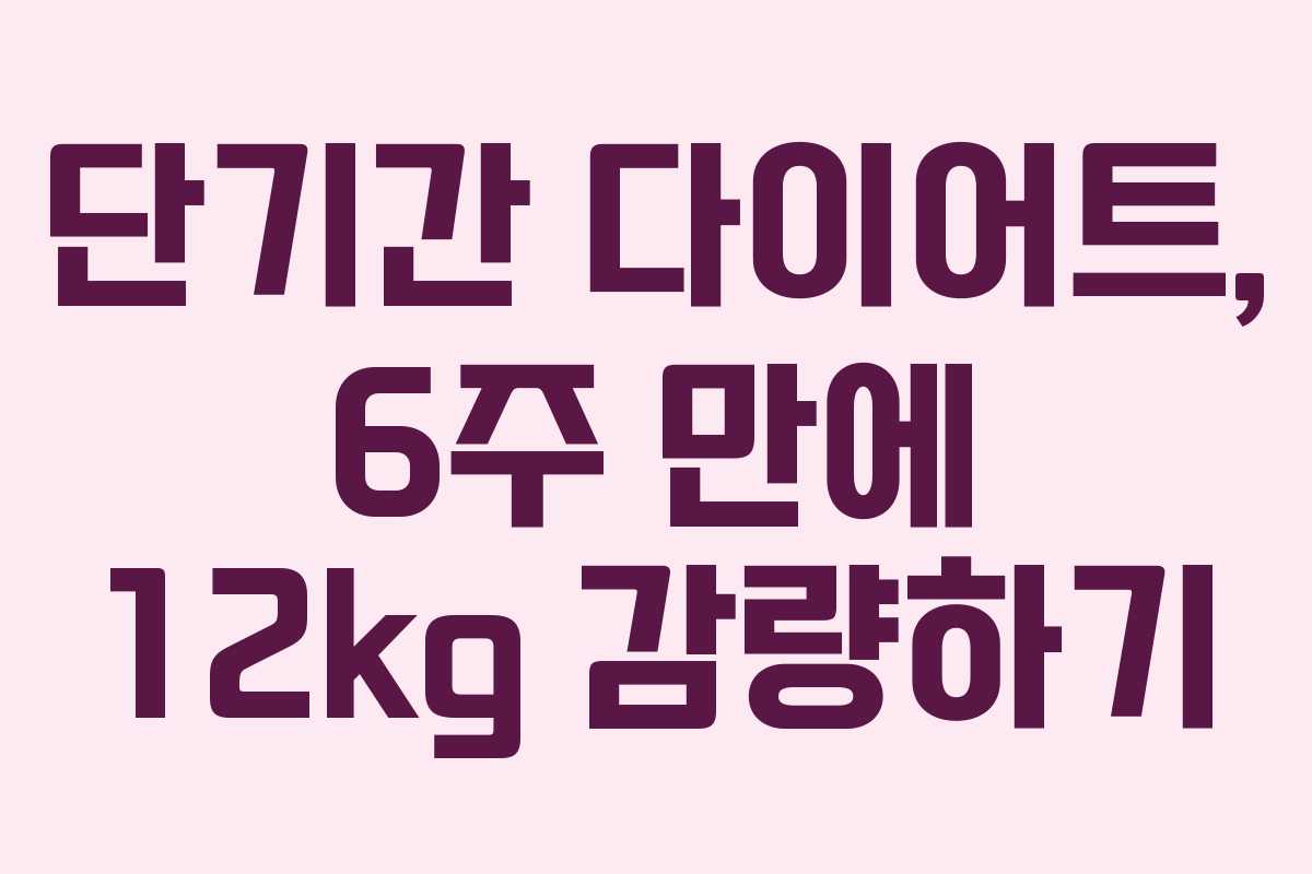 단기간 다이어트, 6주 만에 12kg 감량하기