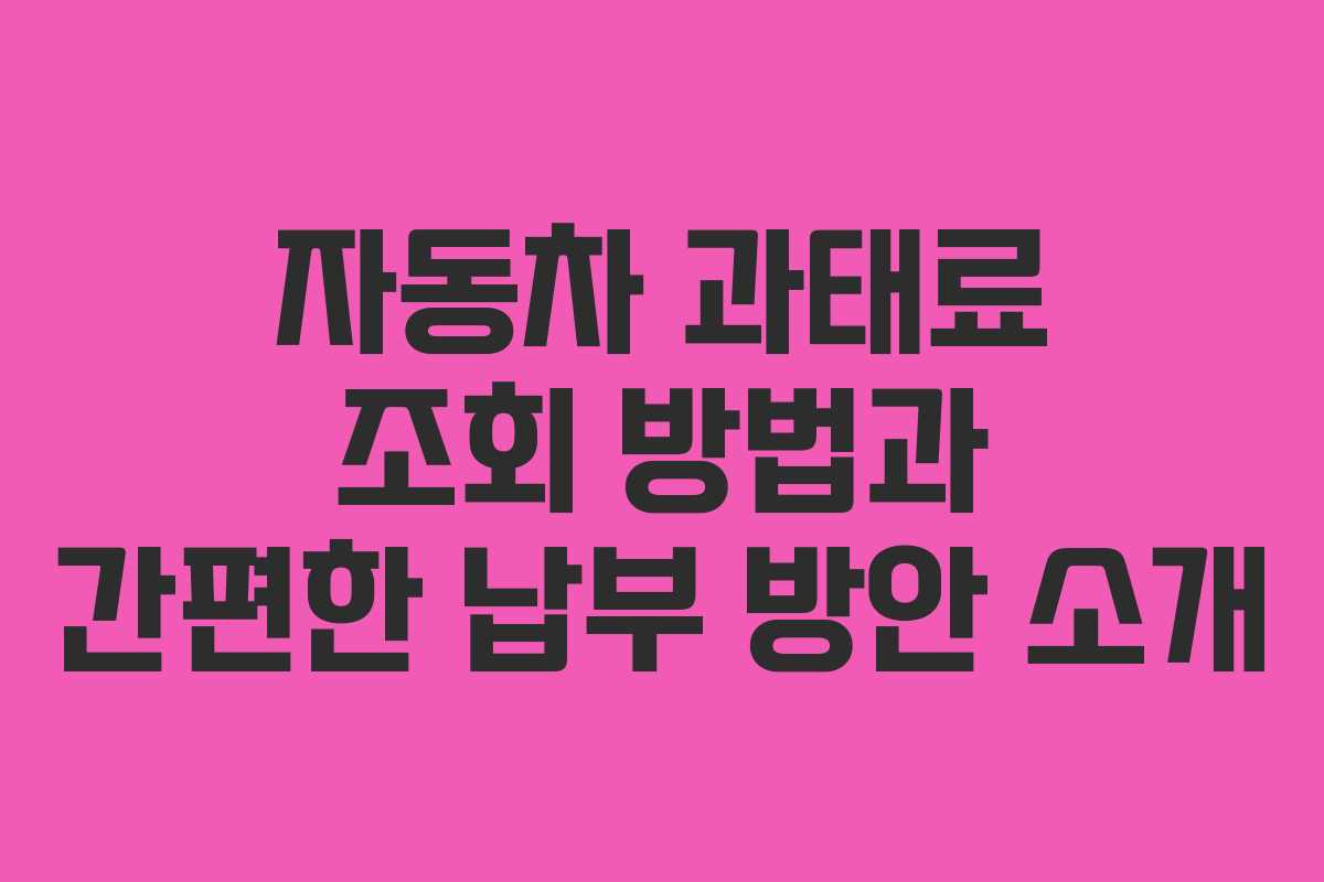 자동차 과태료 조회 방법과 간편한 납부 방안 소개