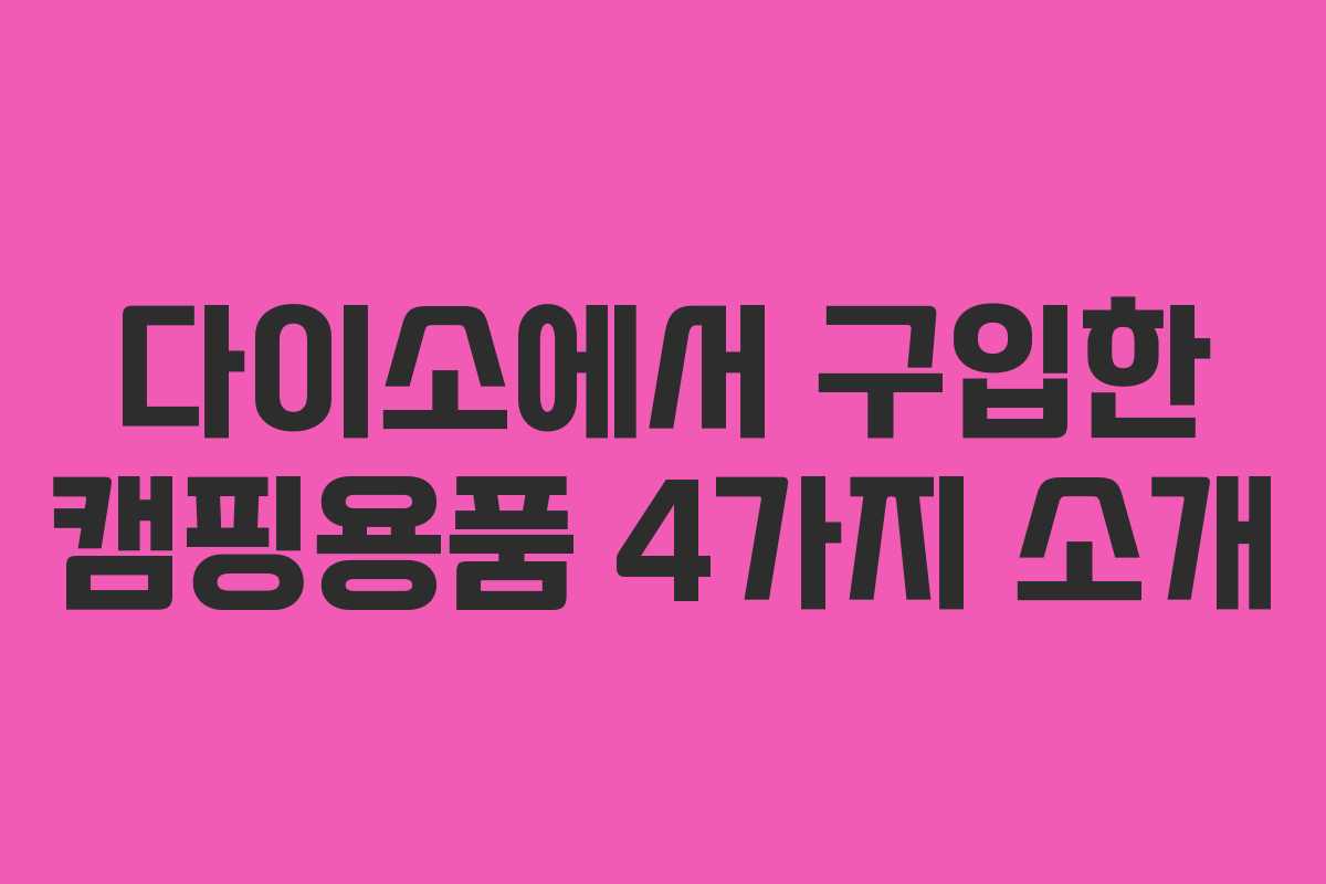 다이소에서 구입한 캠핑용품 4가지 소개