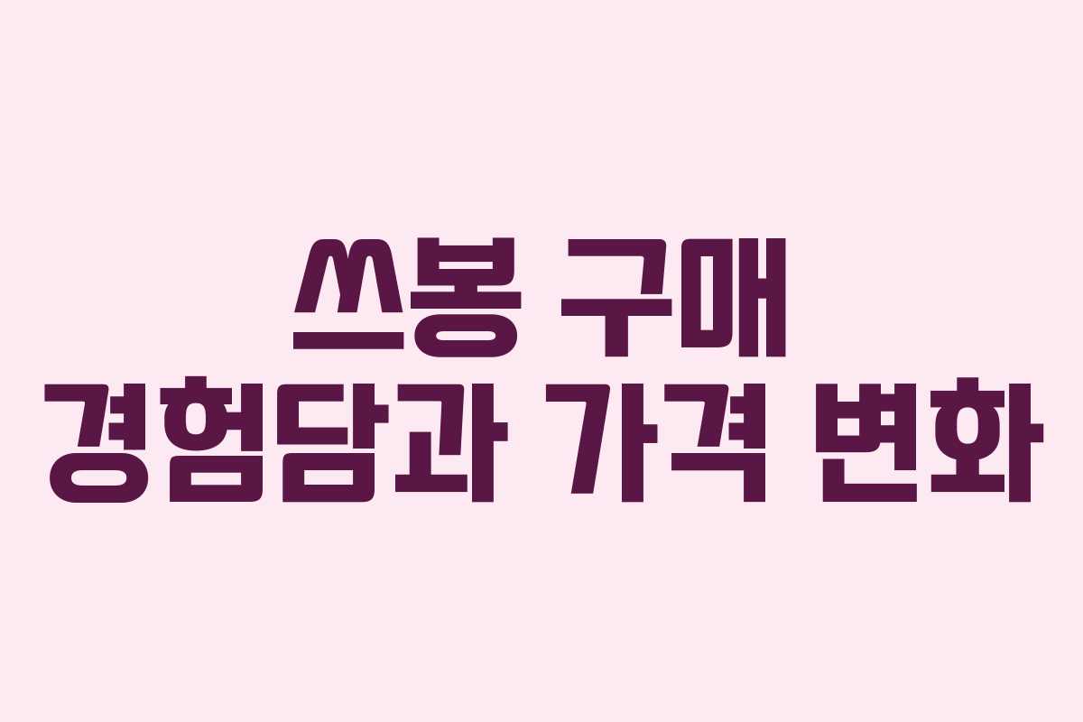 쓰봉 구매 경험담과 가격 변화