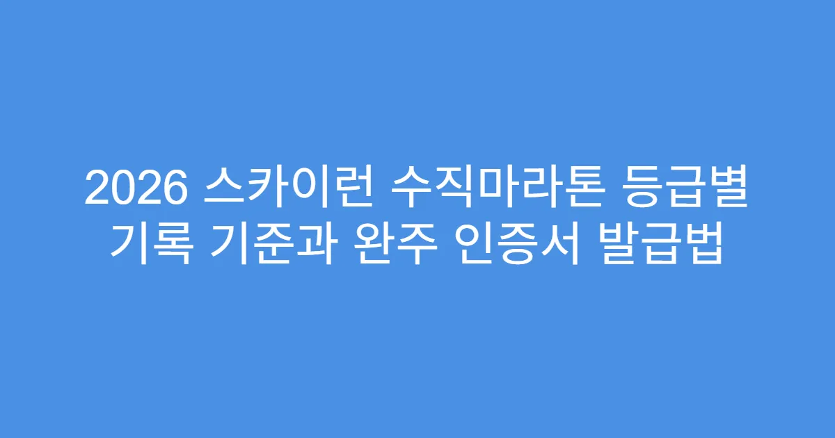 2026 스카이런 수직마라톤 등급별 기록 기준과 완주 인증서 발급법