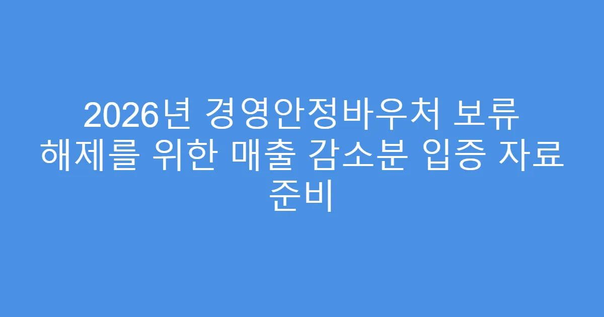 2026년 경영안정바우처 보류 해제를 위한 매출 감소분 입증 자료 준비