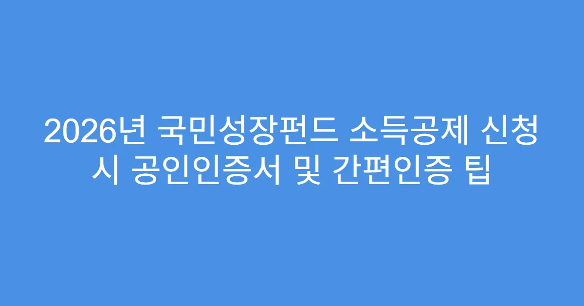 2026년 국민성장펀드 소득공제 신청 시 공인인증서 및 간편인증 팁