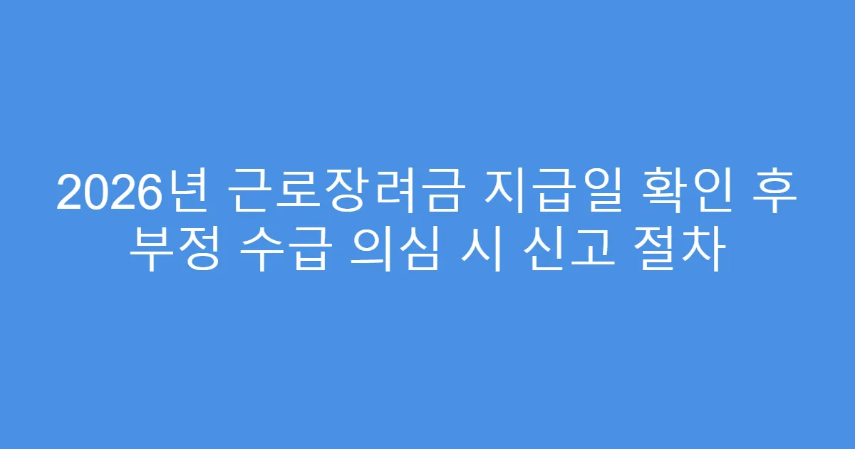 2026년 근로장려금 지급일 확인 후 부정 수급 의심 시 신고 절차