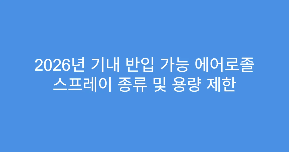 2026년 기내 반입 가능 에어로졸 스프레이 종류 및 용량 제한