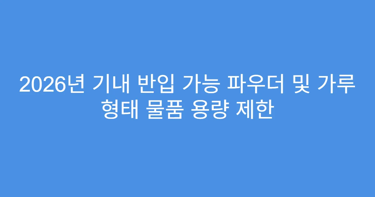 2026년 기내 반입 가능 파우더 및 가루 형태 물품 용량 제한