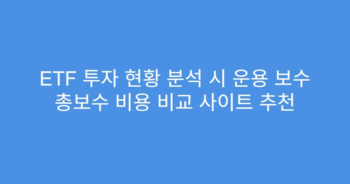 ETF 투자 현황 분석 시 운용 보수 총보수 비용 비교 사이트 추천