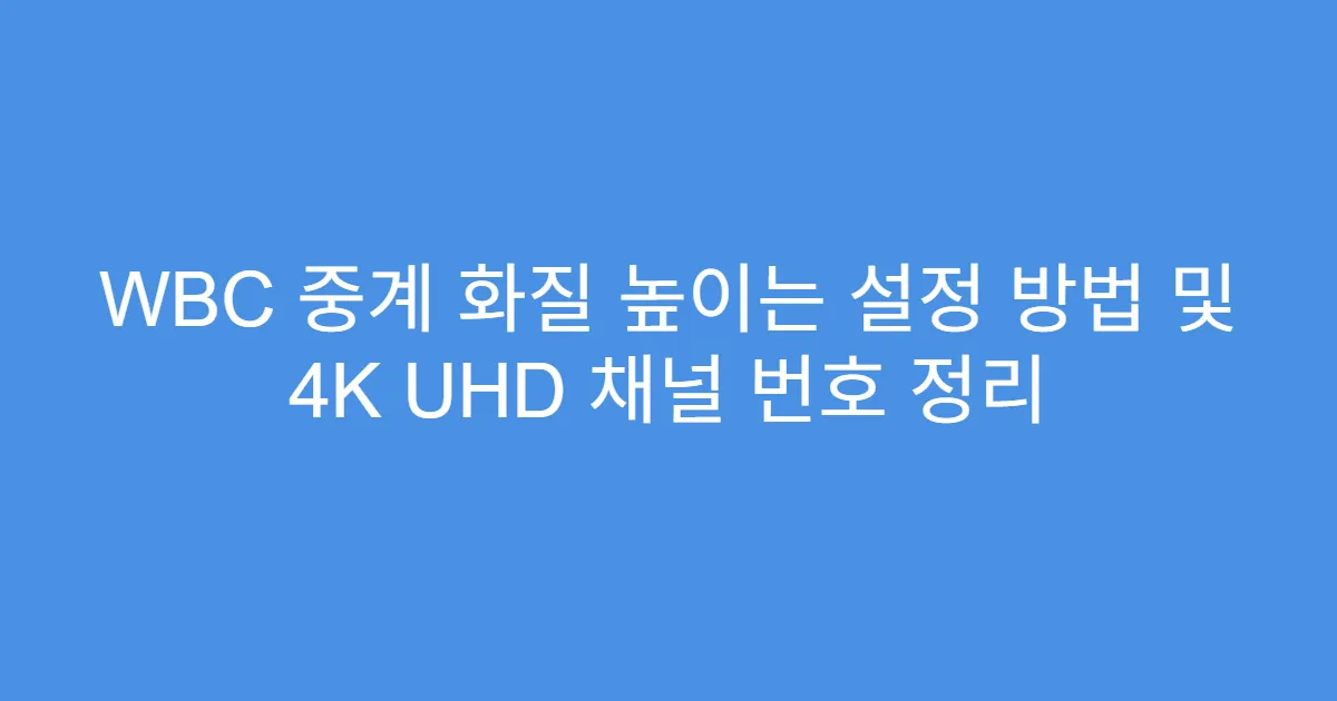 WBC 중계 화질 높이는 설정 방법 및 4K UHD 채널 번호 정리