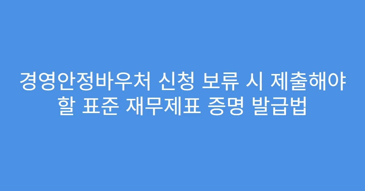 경영안정바우처 신청 보류 시 제출해야 할 표준 재무제표 증명 발급법