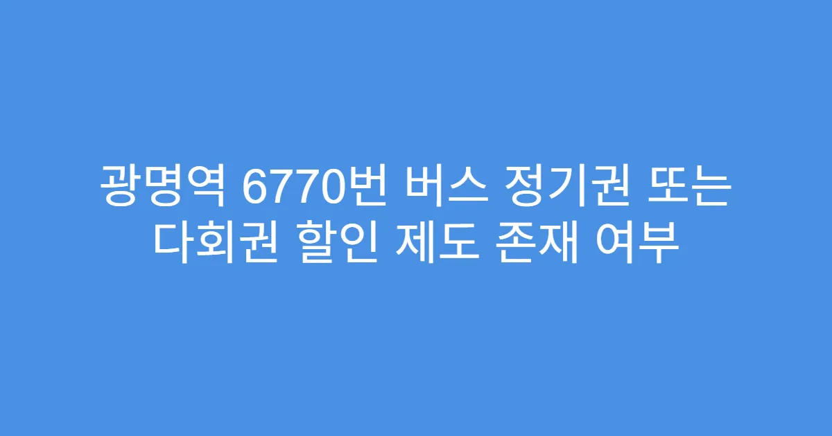 광명역 6770번 버스 정기권 또는 다회권 할인 제도 존재 여부