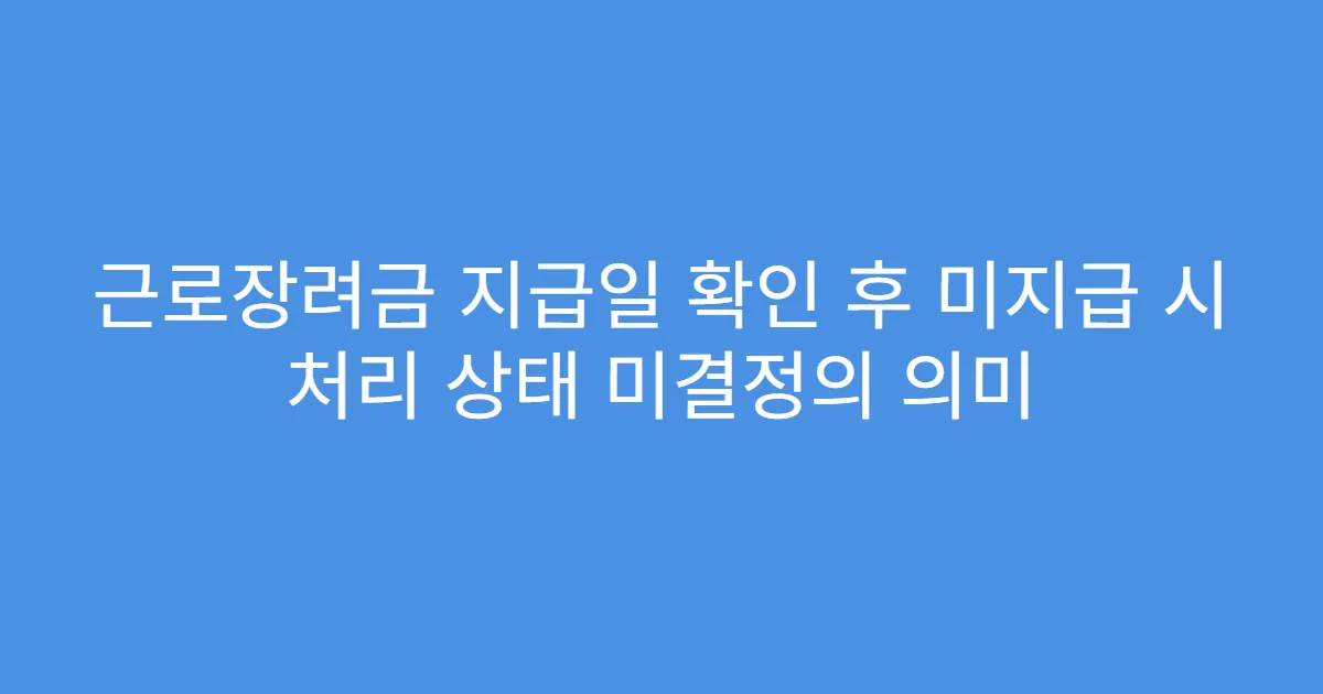 근로장려금 지급일 확인 후 미지급 시 처리 상태 미결정의 의미