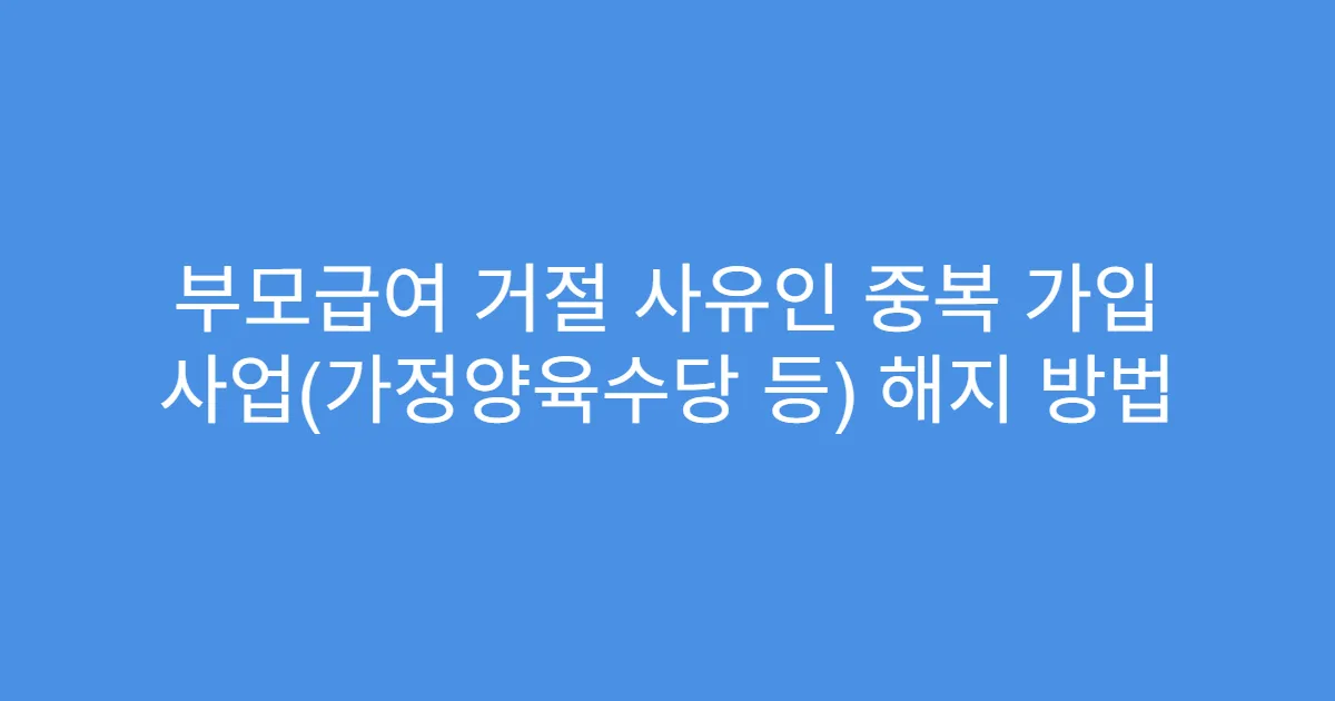 부모급여 거절 사유인 중복 가입 사업(가정양육수당 등) 해지 방법