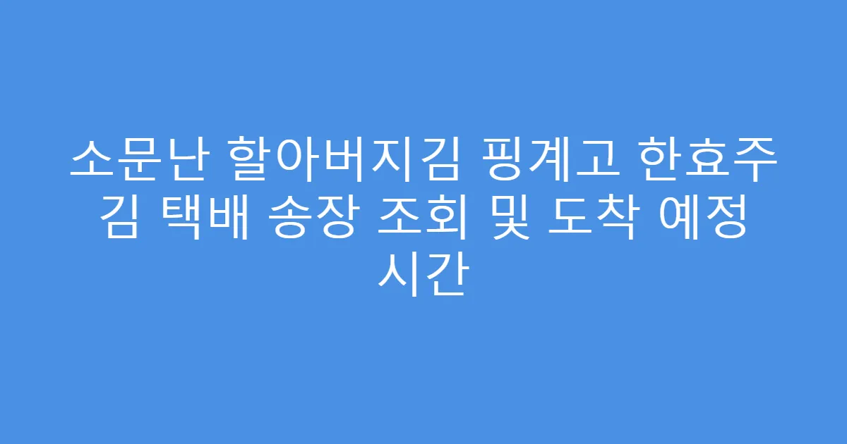 소문난 할아버지김 핑계고 한효주 김 택배 송장 조회 및 도착 예정 시간
