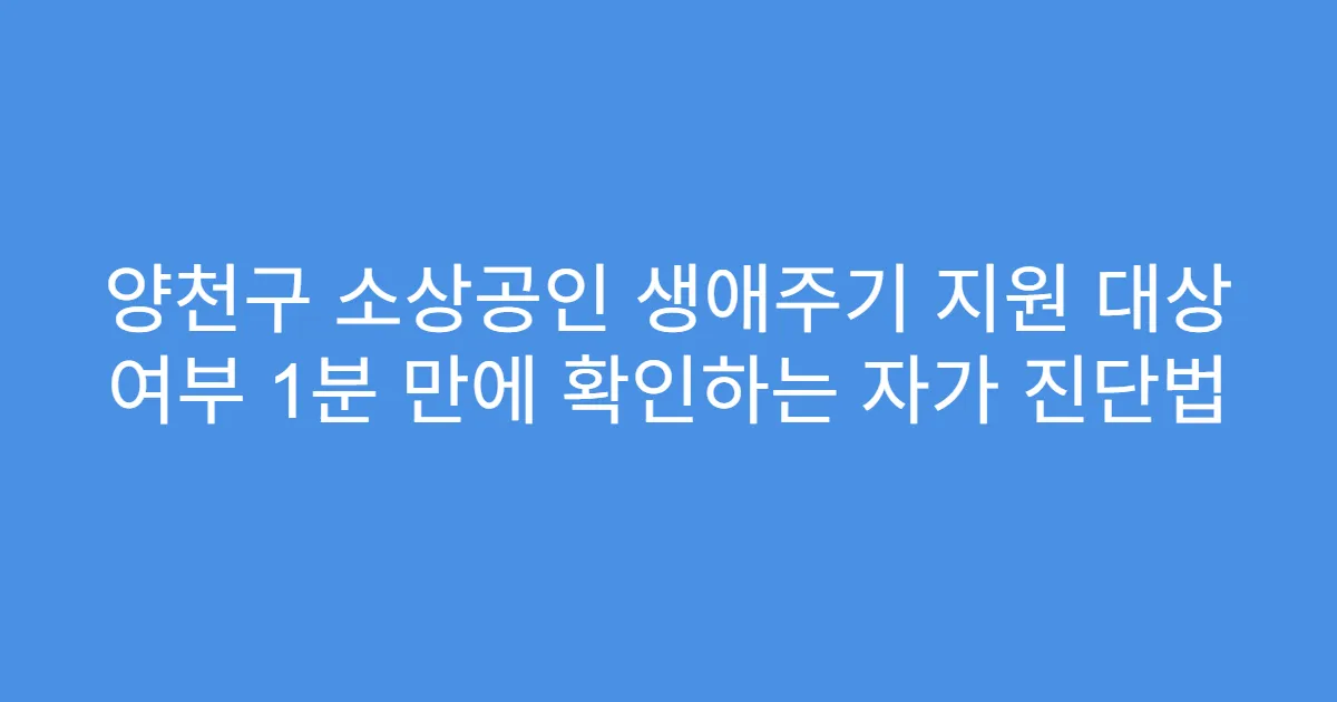 양천구 소상공인 생애주기 지원 대상 여부 1분 만에 확인하는 자가 진단법