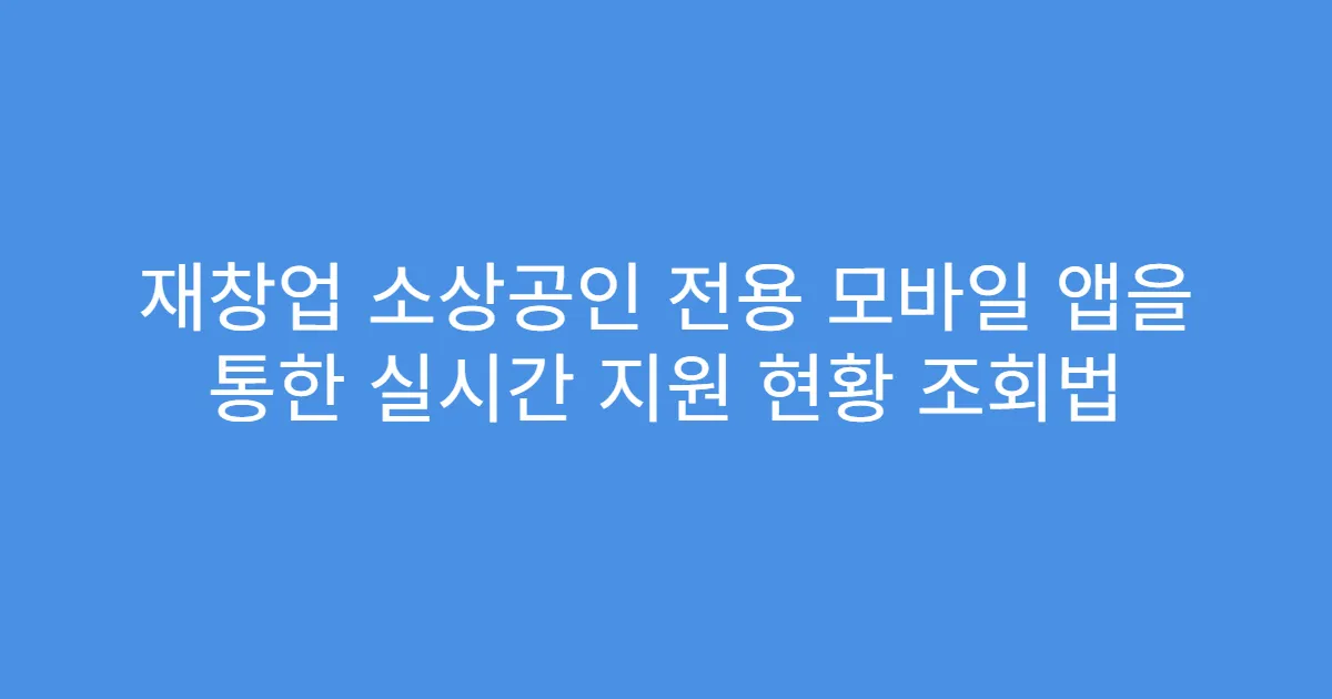 재창업 소상공인 전용 모바일 앱을 통한 실시간 지원 현황 조회법