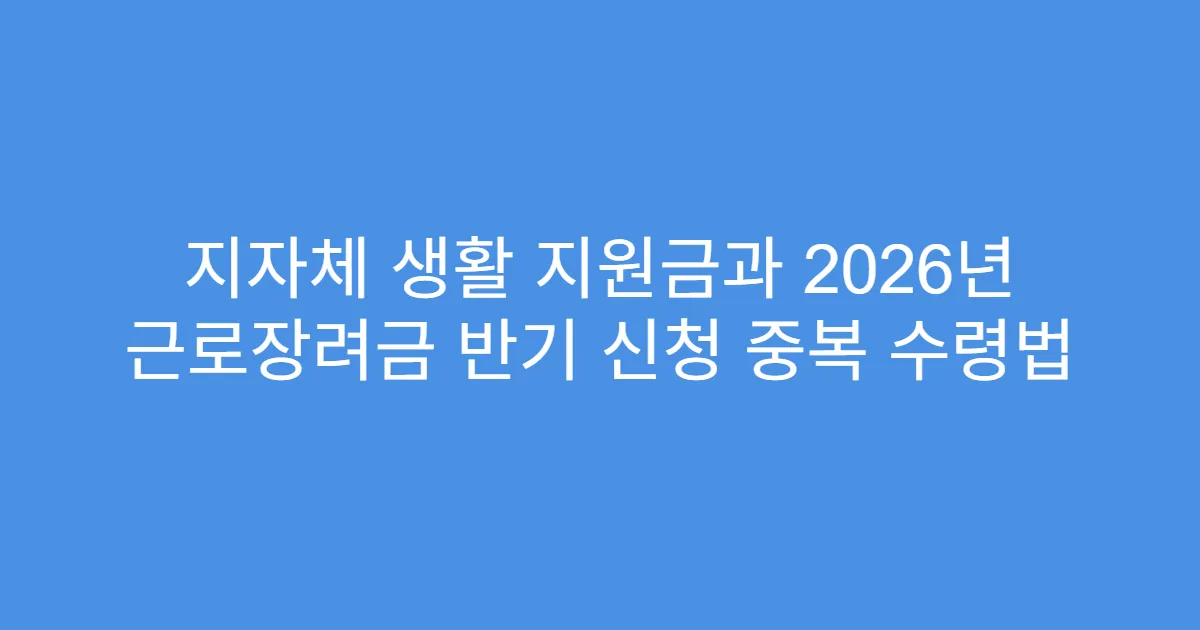 지자체 생활 지원금과 2026년 근로장려금 반기 신청 중복 수령법