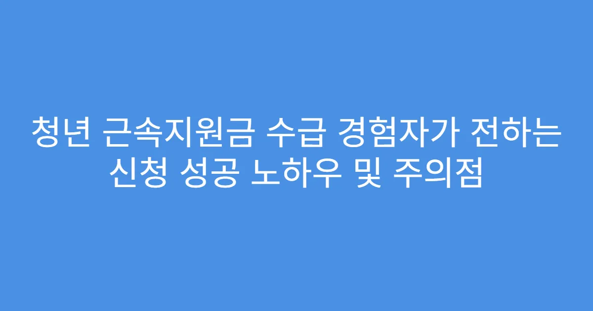 청년 근속지원금 수급 경험자가 전하는 신청 성공 노하우 및 주의점