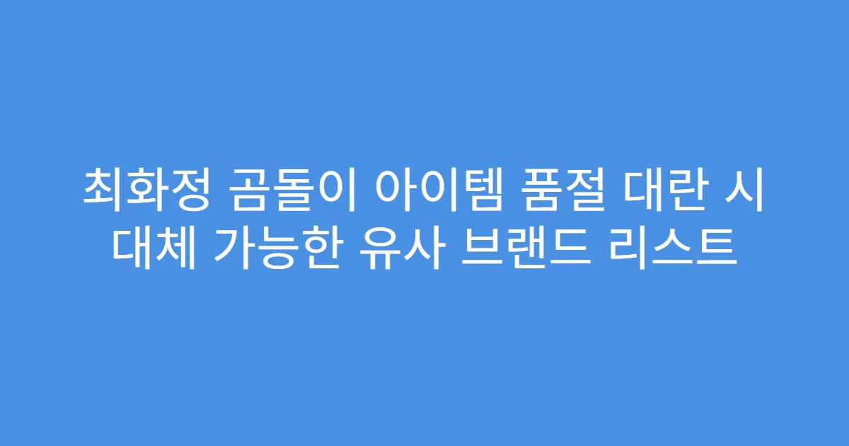최화정 곰돌이 아이템 품절 대란 시 대체 가능한 유사 브랜드 리스트