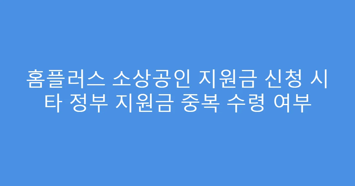 홈플러스 소상공인 지원금 신청 시 타 정부 지원금 중복 수령 여부