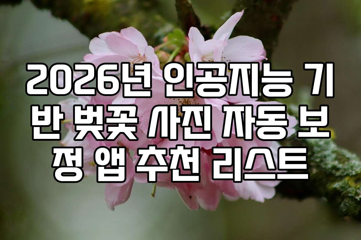2026년 인공지능 기반 벚꽃 사진 자동 보정 앱 추천 리스트