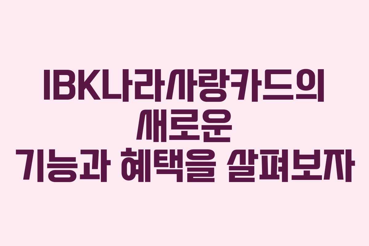 IBK나라사랑카드의 새로운 기능과 혜택을 살펴보자