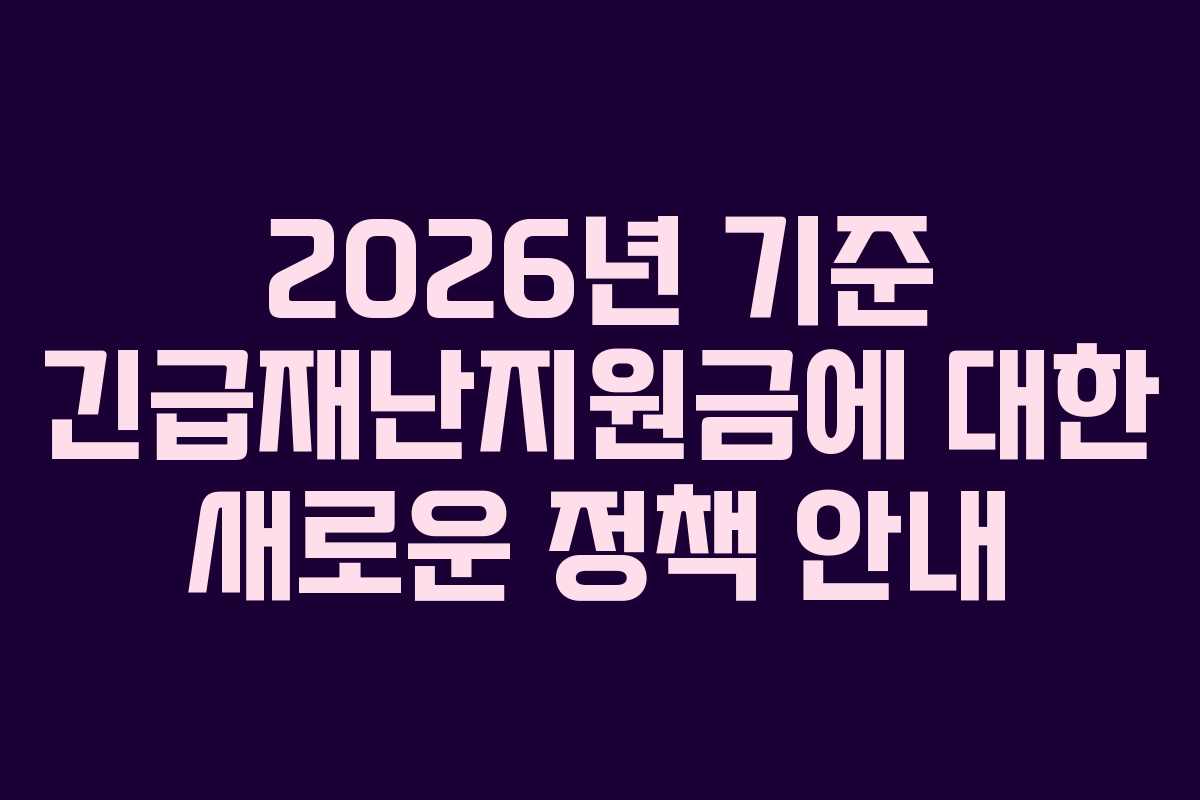 2026년 기준 긴급재난지원금에 대한 새로운 정책 안내