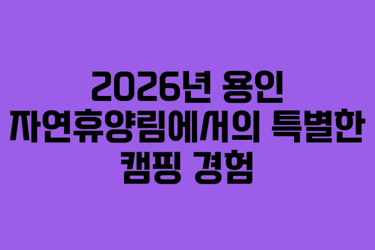2026년 용인 자연휴양림에서의 특별한 캠핑 경험