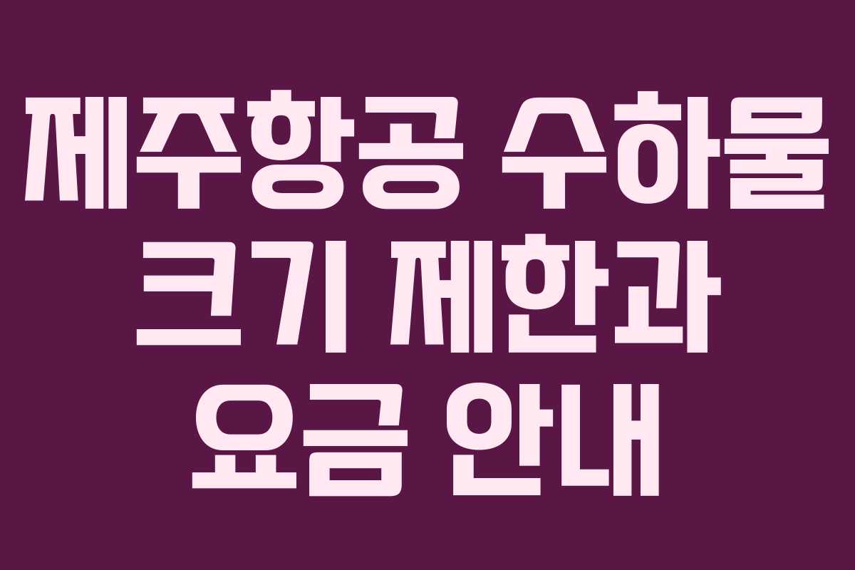 제주항공 수하물 크기 제한과 요금 안내