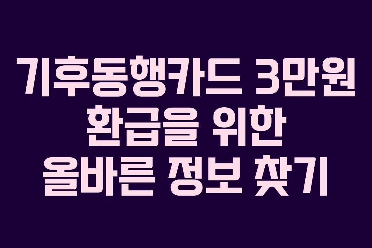 기후동행카드 3만원 환급을 위한 올바른 정보 찾기