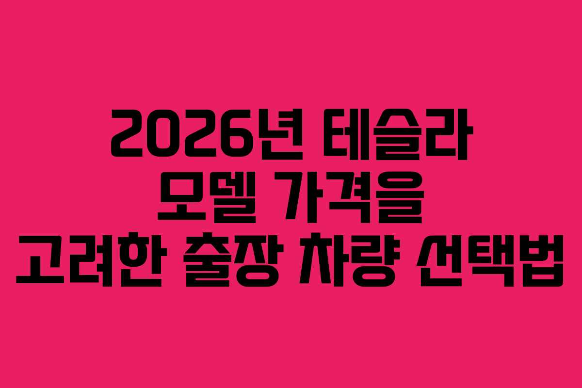 2026년 테슬라 모델 가격을 고려한 출장 차량 선택법