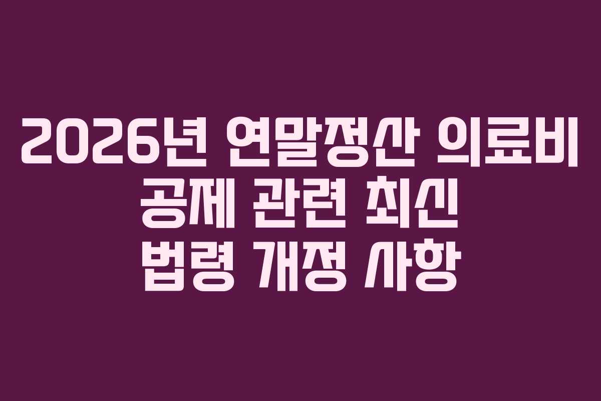 2026년 연말정산 의료비 공제 관련 최신 법령 개정 사항