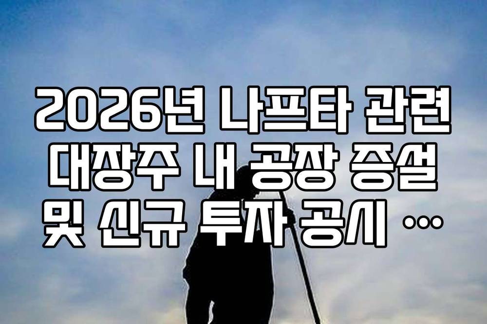 2026년 나프타 관련 대장주 내 공장 증설 및 신규 투자 공시 정리