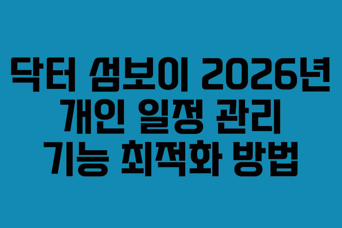 닥터-섬보이-2026년-개인-일정-관리-기능-최적화-방법